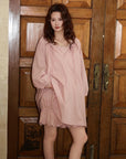 Lian Loungewear bamboo cotton pajama set with long and short pants in beige, soft and comfortable for relaxing at home.