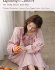 Pink bamboo slub cotton pajama dress by Lian Loungewear, soft and comfortable loungewear with relaxed fit and casual style.