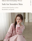 Pink bamboo slub cotton pajama dress by Lian Loungewear, featuring a comfortable, relaxed fit and soft fabric for cozy loungewear.
