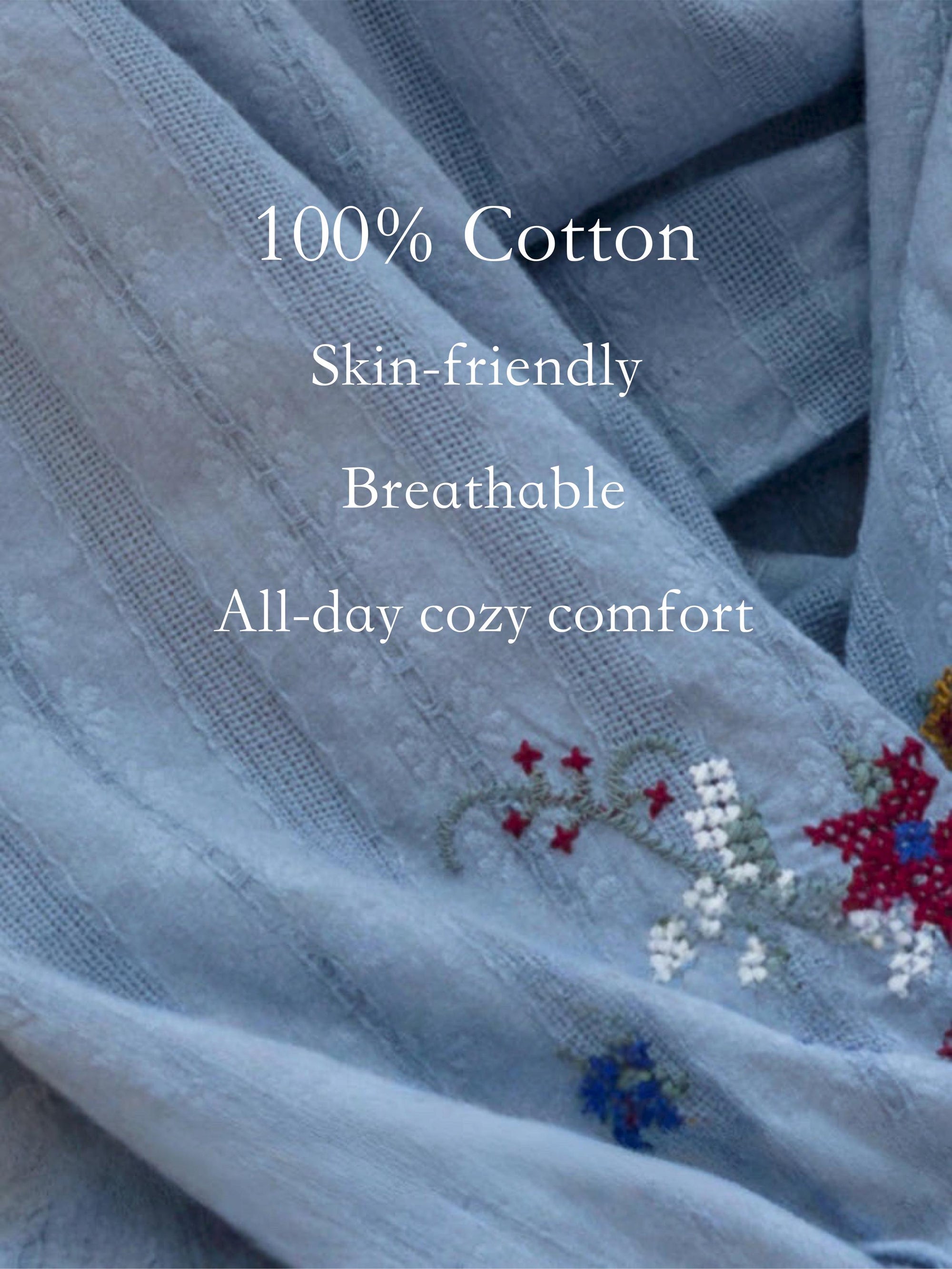 Lian Loungewear embroidered cotton jacquard pajamas featuring intricate embroidery and soft, comfortable fabric.