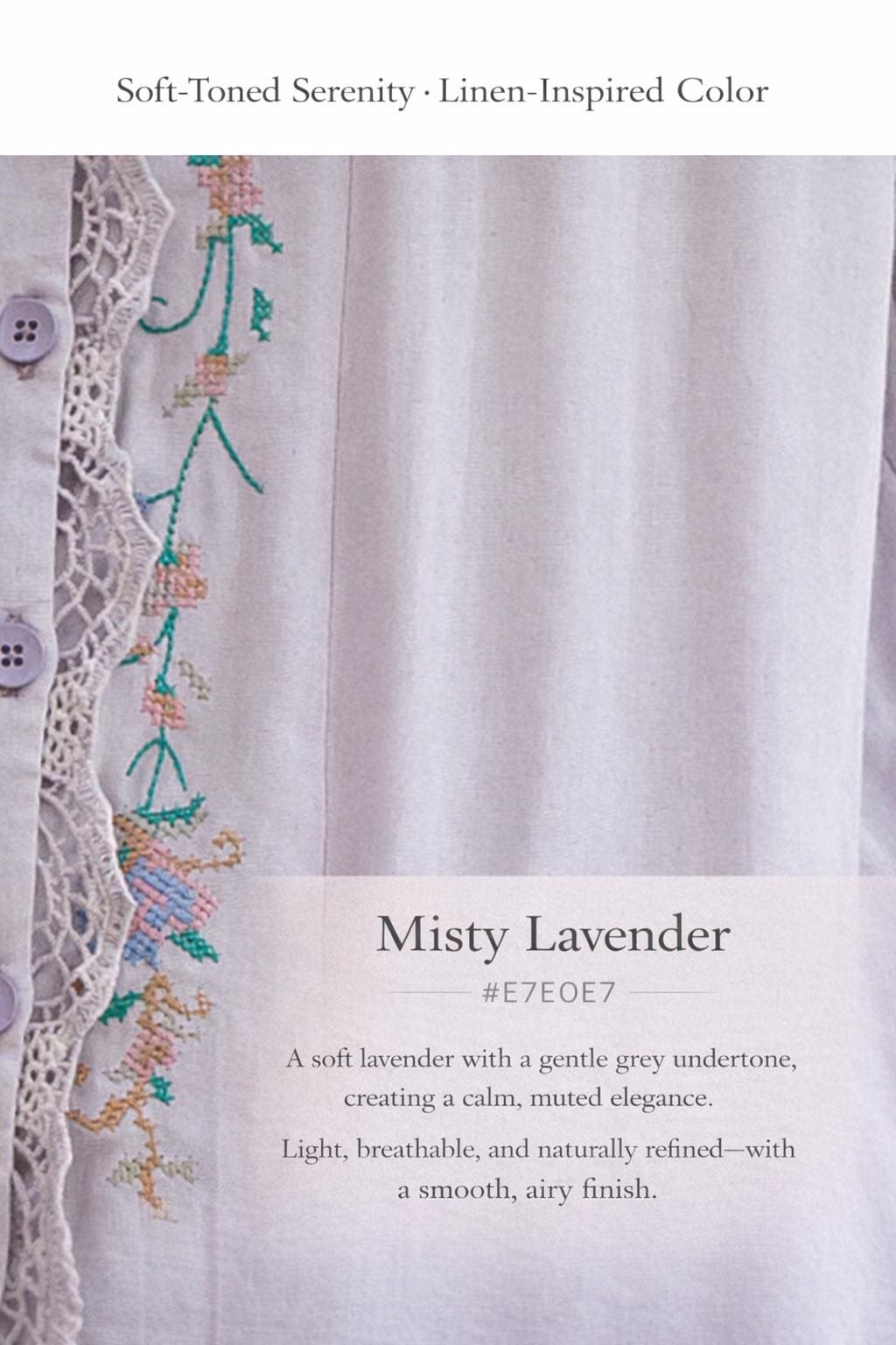 Lian Loungewear bamboo cotton women’s loungewear set with short top, long pants, breathable fabric, embroidered details.