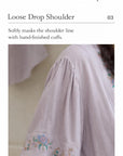 Lian Loungewear bamboo cotton women's loungewear set with short top, long pants, breathable fabric, embroidered details.