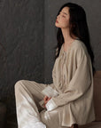 Lian Loungewear women's cotton pyjamas set featuring a comfortable, relaxed fit in soft fabric for cozy evening wear.