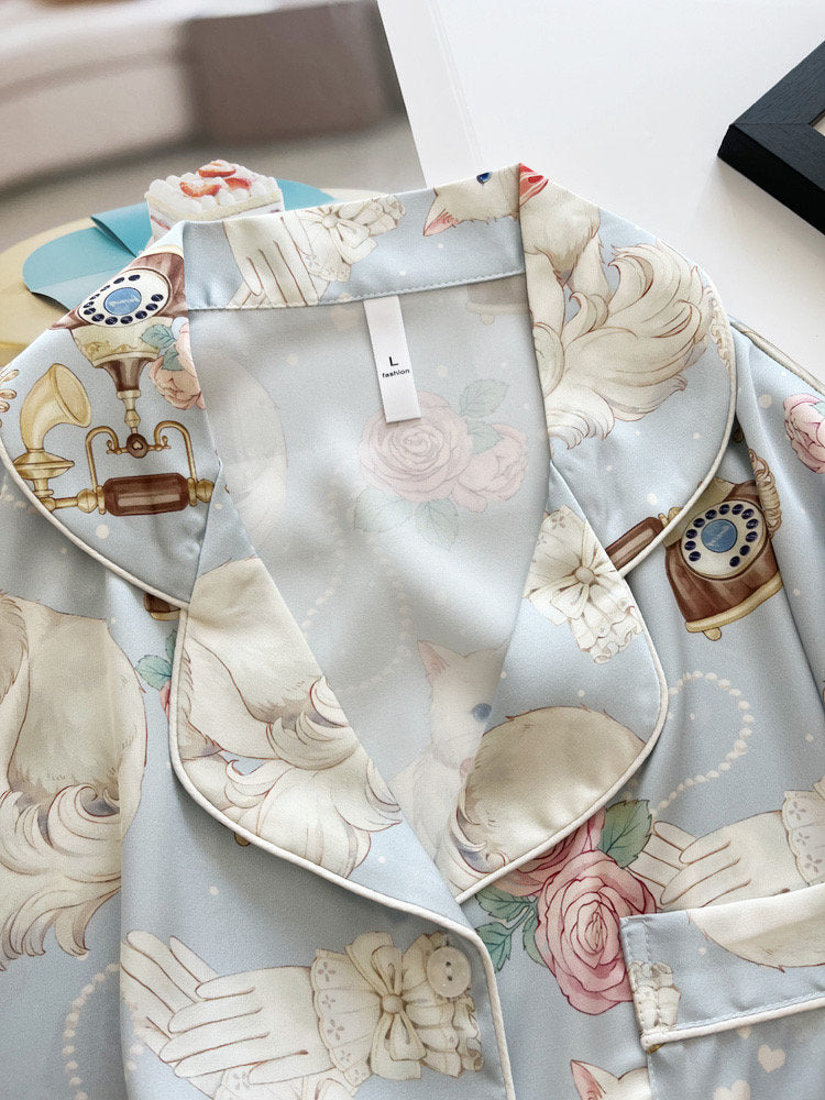Chic Silk Pyjamas with Bow Ascent Eye Mask: Comfy & Light for Sleep and Lounging Gifts - Women Pyjamas for Winter