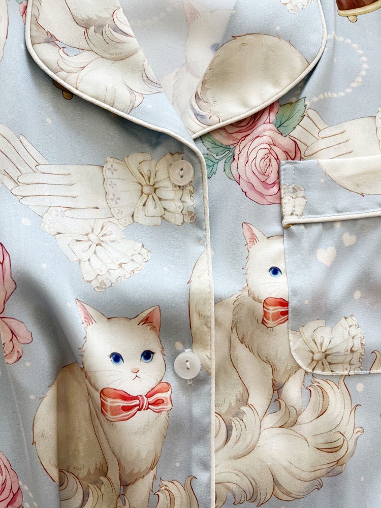Chic Silk Pyjamas with Bow Ascent Eye Mask: Comfy & Light for Sleep and Lounging Gifts - Women Pyjamas for Winter
