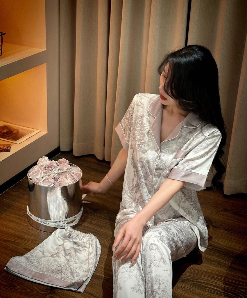 summer silk pyjamas set