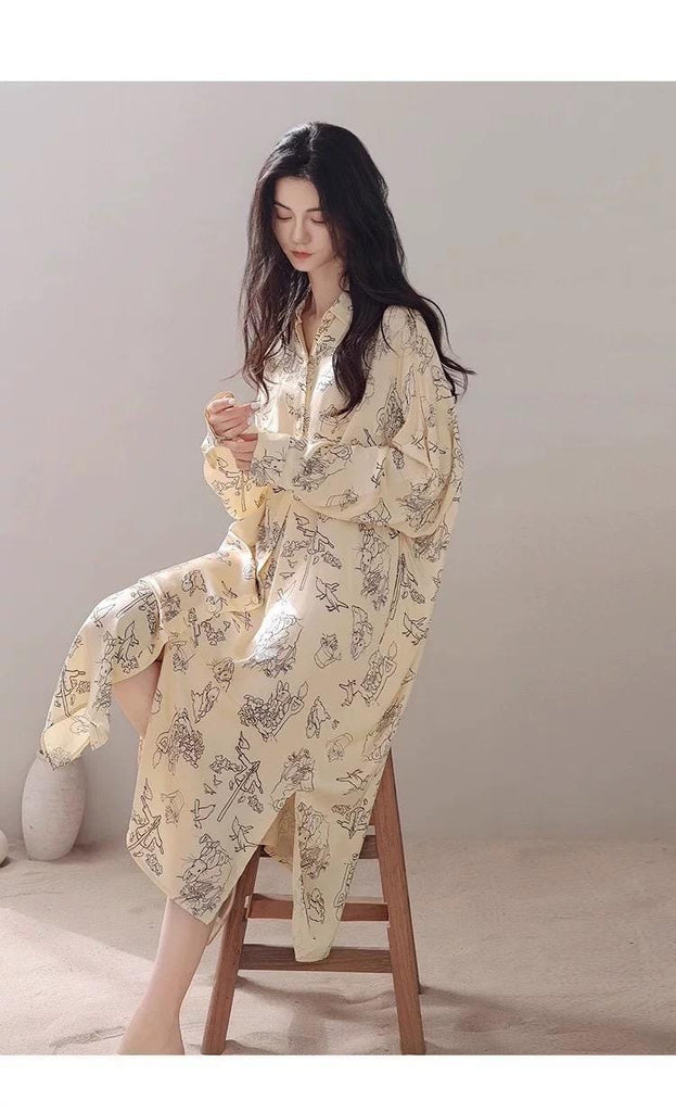 Luxurious silk pyjamas set with a charming Easter bunny design for a festive touch.