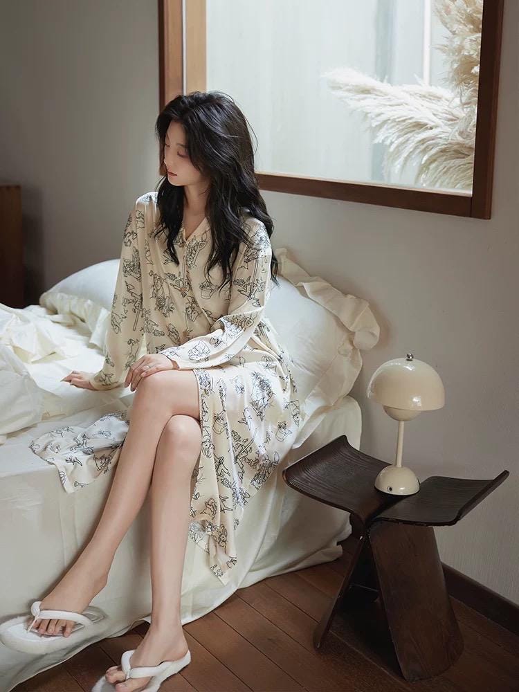 Luxurious silk pyjamas set with a charming Easter bunny design for a festive touch.