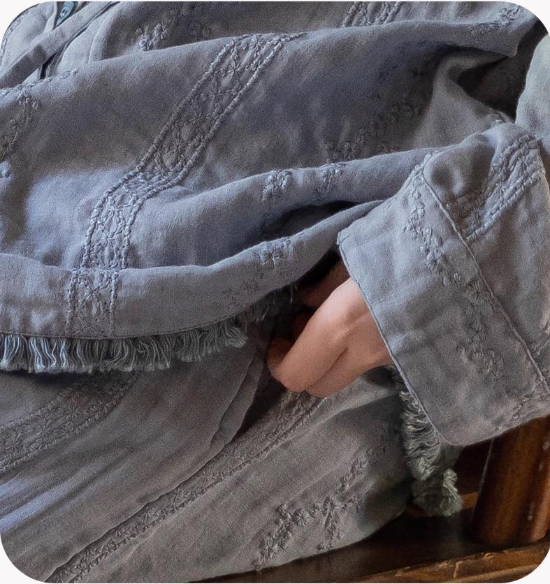 Gauze Cotton Loungewear Set: Breathable Linen-Look Pajamas