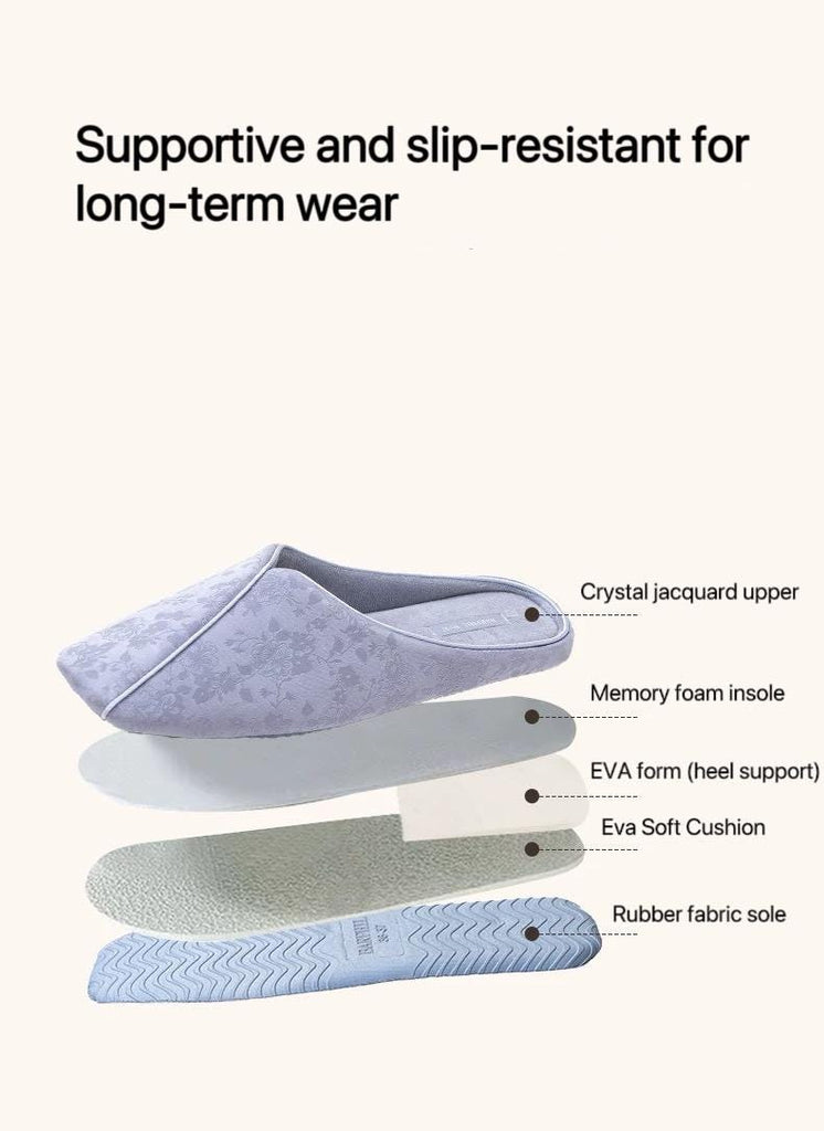 Jacquard Satin Slippers: Women's Qipao Style Indoor Shoes
