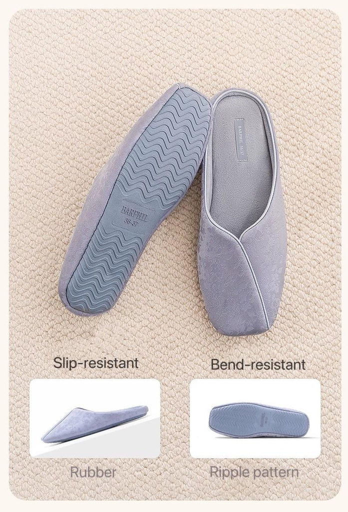 Jacquard Satin Slippers: Women's Qipao Style Indoor Shoes