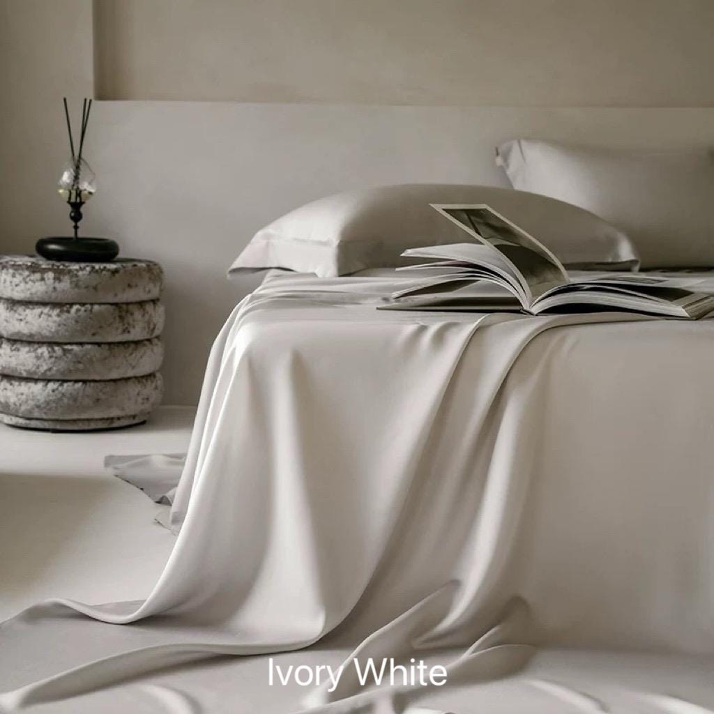 TENCEL Lyocell Bed Sheet and Two PillowcasesSet: Eucalyptus Fiber, Organic Fibre Silk Bedding