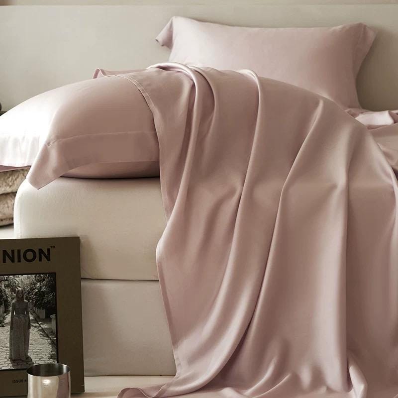TENCEL Lyocell Bed Sheet and Two PillowcasesSet: Eucalyptus Fiber, Organic Fibre Silk Bedding