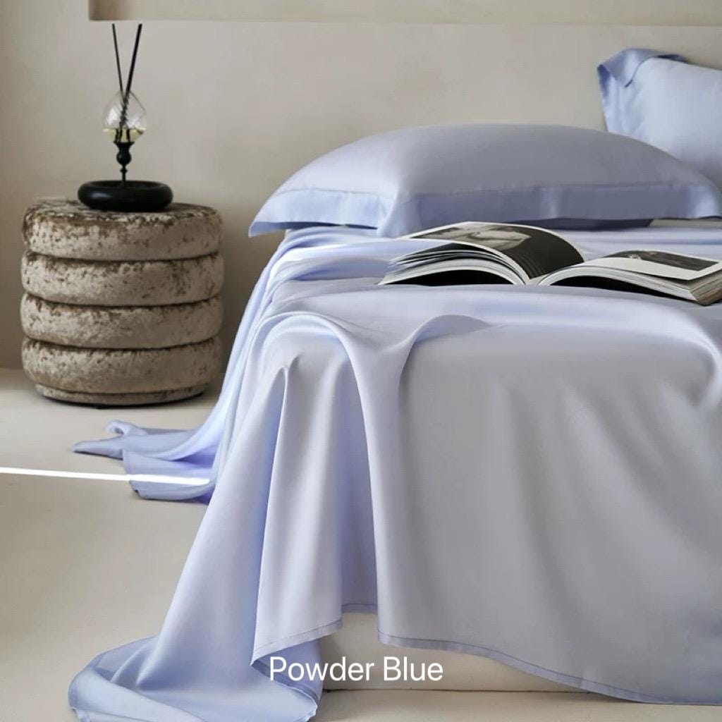TENCEL Lyocell Bed Sheet and Two PillowcasesSet: Eucalyptus Fiber, Organic Fibre Silk Bedding