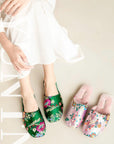 Women’s Embroidered Silk Slippers - Cozy Indoor House Shoes with Traditional Chinese Floral Patterns - Unique Cultural Gift for Her