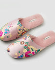 Women’s Embroidered Silk Slippers - Cozy Indoor House Shoes with Traditional Chinese Floral Patterns - Unique Cultural Gift for Her