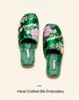 Women’s Embroidered Silk Slippers - Cozy Indoor House Shoes with Traditional Chinese Floral Patterns - Unique Cultural Gift for Her