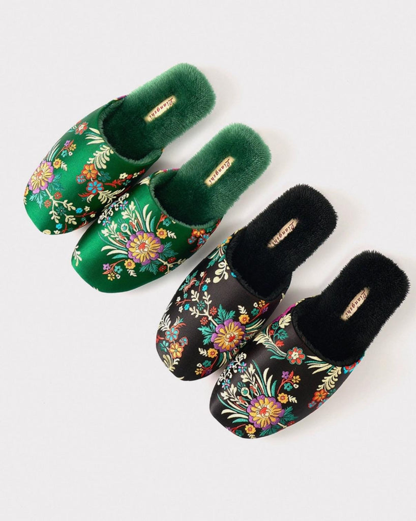 Women’s Embroidered Silk Slippers - Cozy Indoor House Shoes with Traditional Chinese Floral Patterns - Unique Cultural Gift for Her