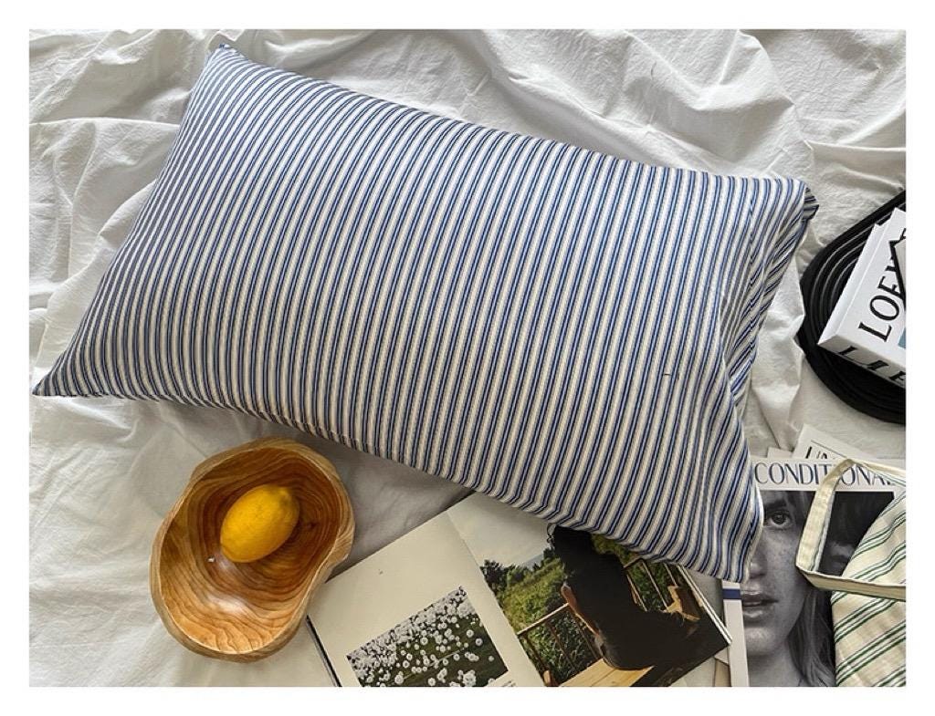 Blue Stripe Mulberry Silk Pillowcase: 22 Momme Luxury Bedding
