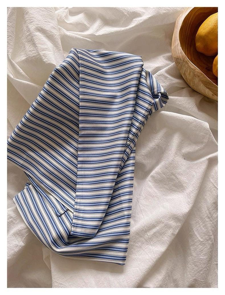 Blue Stripe Mulberry Silk Pillowcase: 22 Momme Luxury Bedding