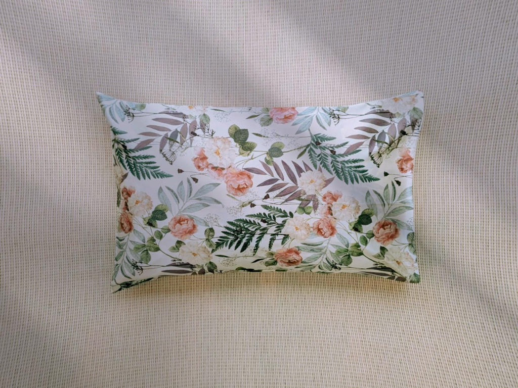 100% Mulberry Silk Pillowcase Peony Pattern White Silk Pillowcase Anti-Aging Beauty Sleep Pillowcase for Hair and Skin Care Silk Beddings