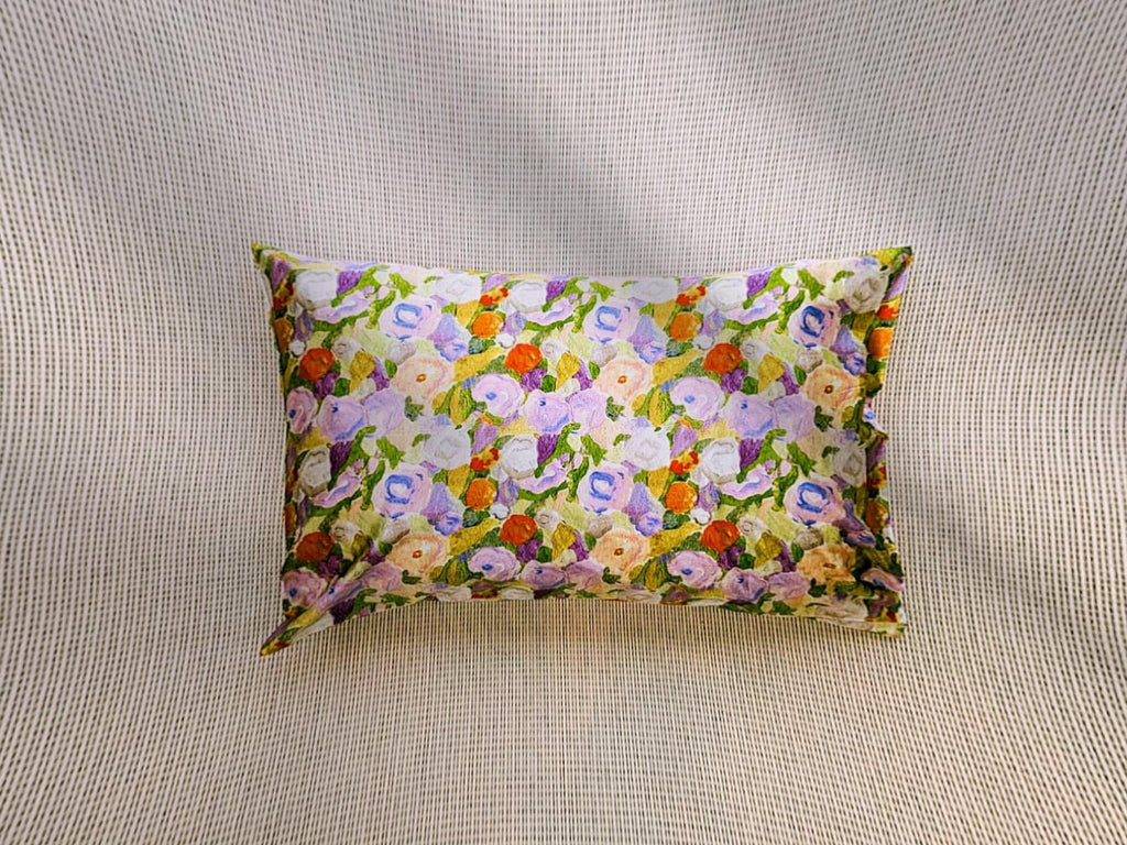 Floral Silk Pillowcase Impressionism Style Mulberry Silk Pillow Floral - Luxury Pillowcase with Silk Eye Mask Set for for Beauty Sleep