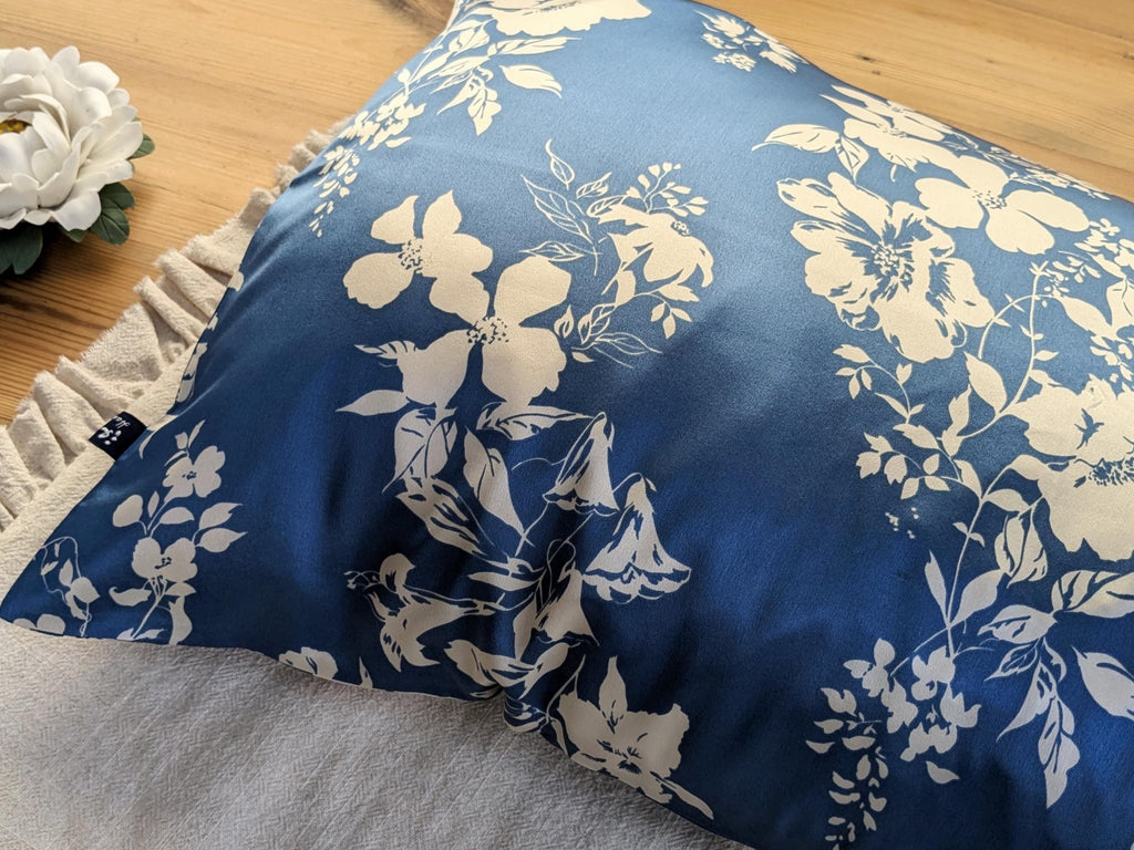Luxury 100% Silk Pillowcase | Floral Vintage Cottagecore Pillow Cover | Envelope Closure | Farmhouse Shabby Chic Bedding | Gift for Mother