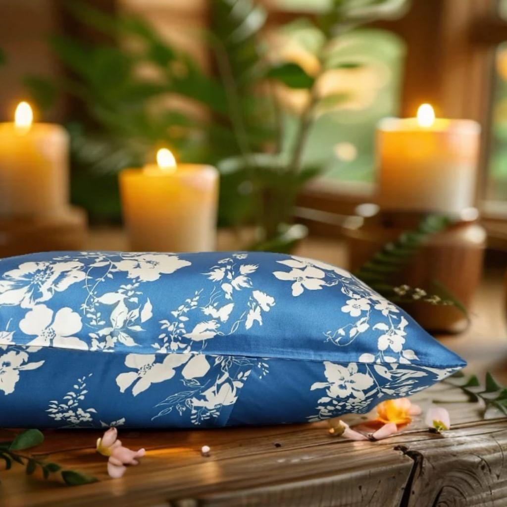 Luxury 100% Silk Pillowcase | Floral Vintage Cottagecore Pillow Cover | Envelope Closure | Farmhouse Shabby Chic Bedding | Gift for Mother