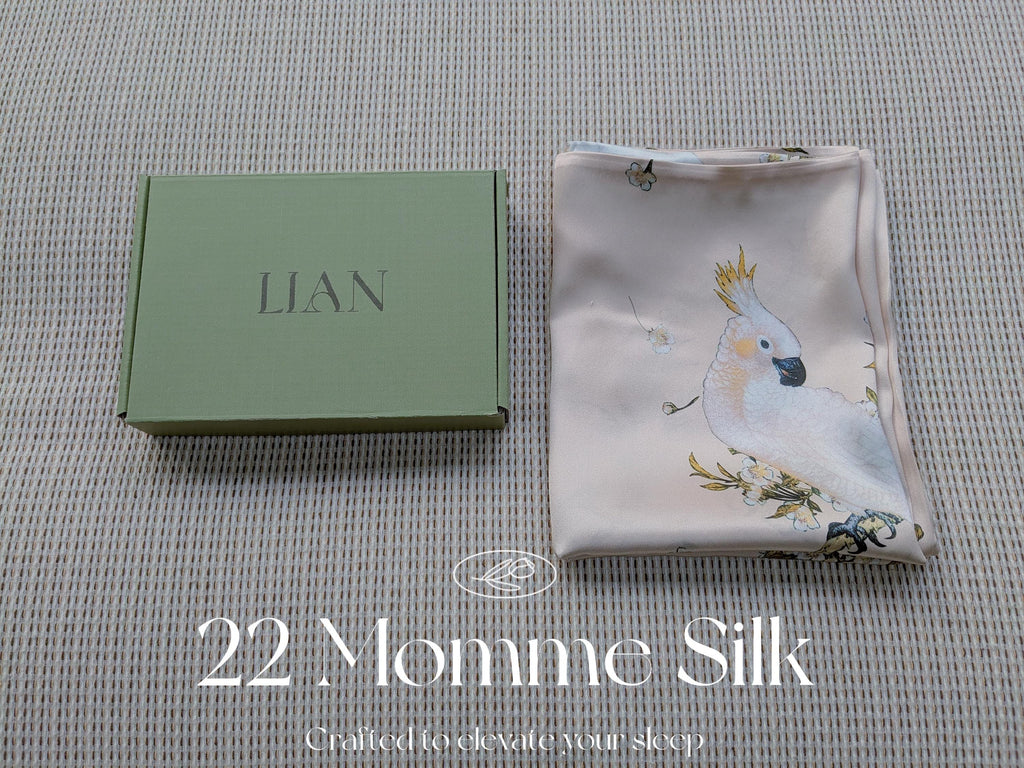 Luxury Silk Pillowcase, Minimalist Cockatoo Design, Vintage-Inspired Cottagecore Bedding, Envelope Closure, Soft & Hypoallerenic Pillow Case