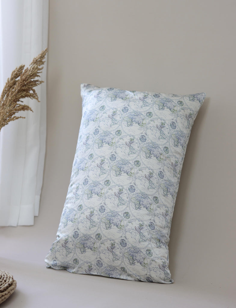 Mulberry Silk Pillowcase: 22 Momme, World Map Print, Travel Gift for Him