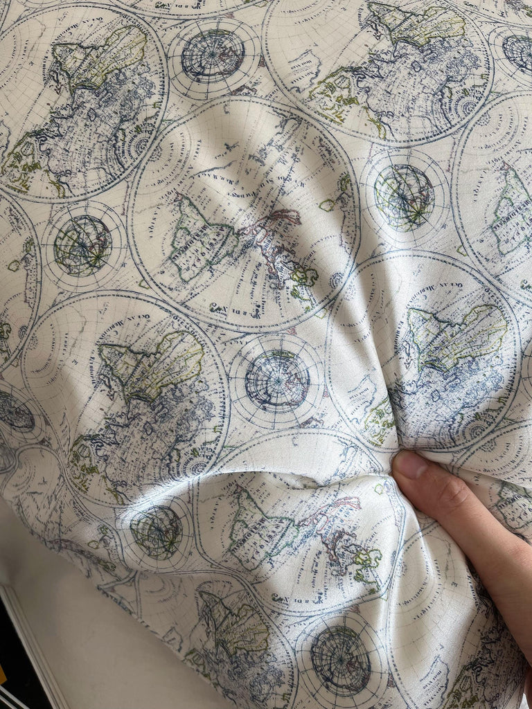 Mulberry Silk Pillowcase: 22 Momme, World Map Print, Travel Gift for Him