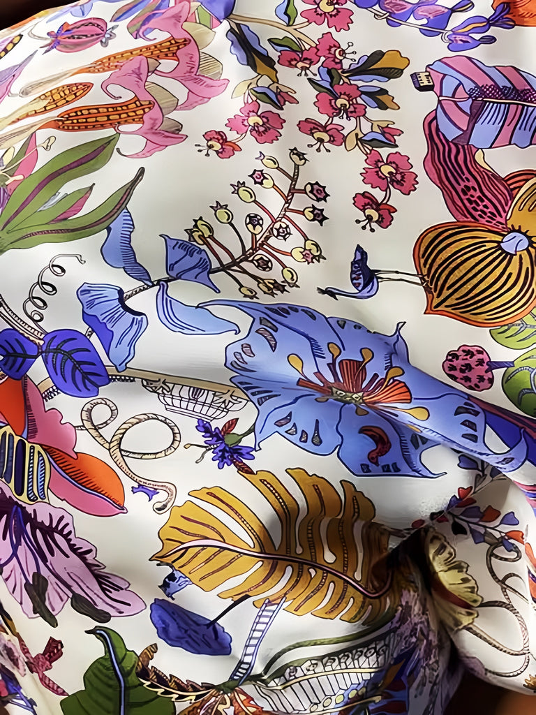 Floral Silk Pillowcase - 100% Mulberry Silk Luxury Damask Silk Pillow Cover, Breathable & Hypoallergenic, Anti-Frizz & Anti-Wrinkle, Valentine Gift for Her