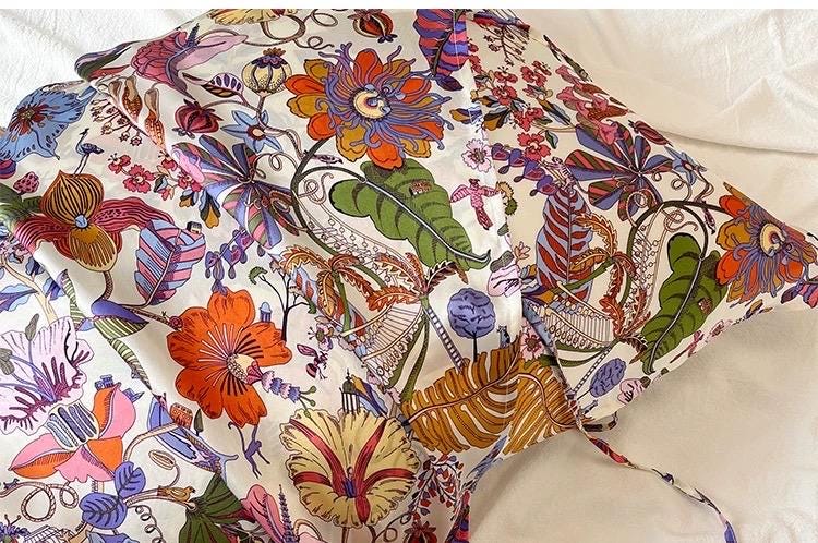 Floral Silk Pillowcase - 100% Mulberry Silk Luxury Damask Silk Pillow Cover, Breathable & Hypoallergenic, Anti-Frizz & Anti-Wrinkle, Valentine Gift for Her