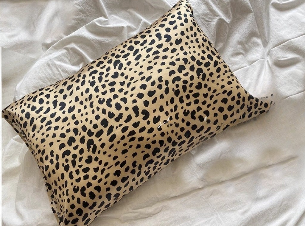 Leopard Dot Silk Pillowcase by 100% Mulberry Silk Gift Set Hypoallergrnic Pillow Case - Skin Hair Care - Beauty Sleep Essential