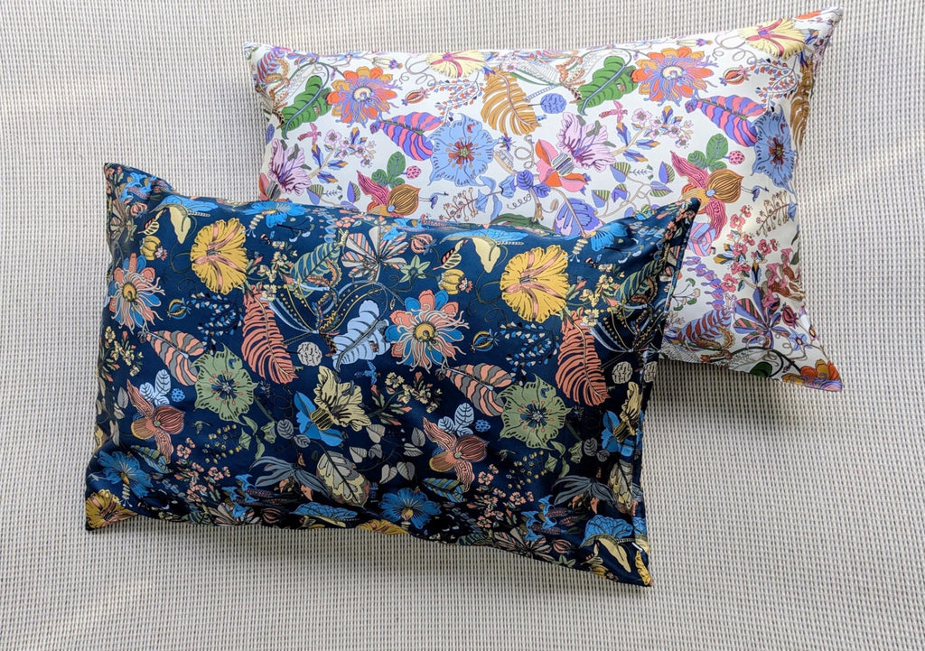 Luxury 100% Silk Pillowcase | Oriental Floral Print | Hypoallergenic Ultra-Soft Pillow | Zipper Closure | Oriental Design Gift for New Home