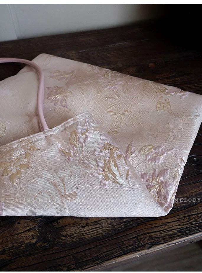 Handmade Silk Embroidered Tote Bag: Oriental Swallow Design