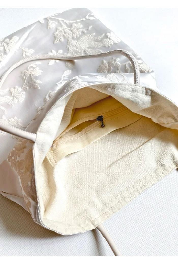 Handmade Silk Embroidered Tote Bag: Oriental Swallow Design