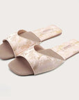 Oriental Satin Embroidered Slippers for Women Year-Round Anti-Slip House Shoes with Air Cushion Sole Elegant Silk Brocade Indoor Footwear