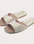 Oriental Satin Embroidered Slippers for Women Year-Round Anti-Slip House Shoes with Air Cushion Sole Elegant Silk Brocade Indoor Footwear