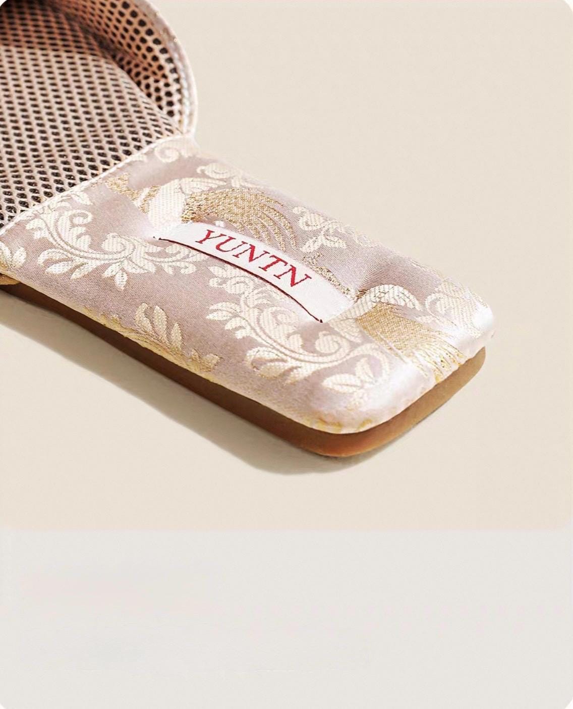 Oriental Satin Embroidered Slippers for Women Year-Round Anti-Slip House Shoes with Air Cushion Sole Elegant Silk Brocade Indoor Footwear