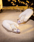 Handmade Embroidered Winter Slippers with Faux Fur Lining – Traditional Chinese Style, Warm & Comfortable Winter Mules, Perfect Gift for Her