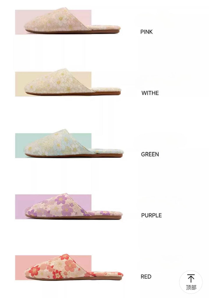 Embroidered Floral Slippers: Faux Fur Lined Winter House Shoes
