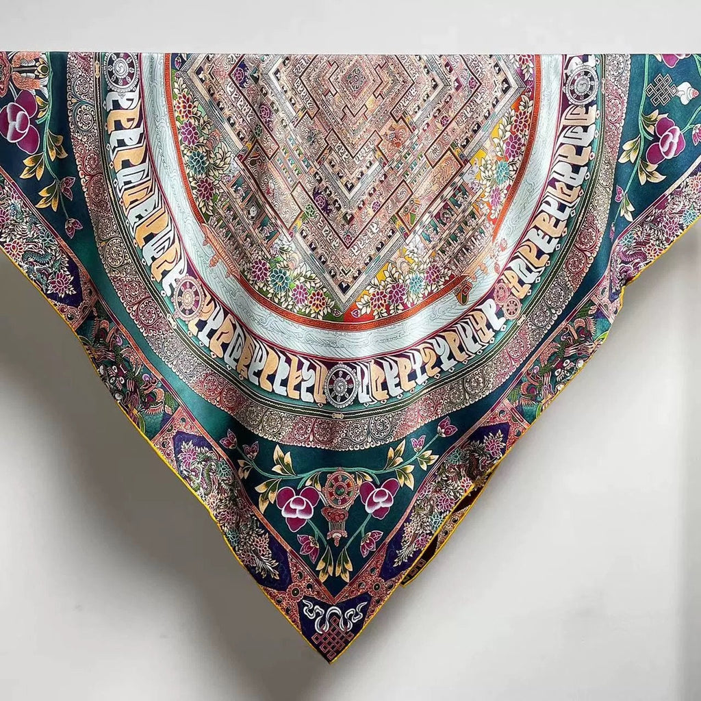 Mulberry Silk Scarf: Oriental Palace Design, Bohemian Neck Wear (85x85CM)