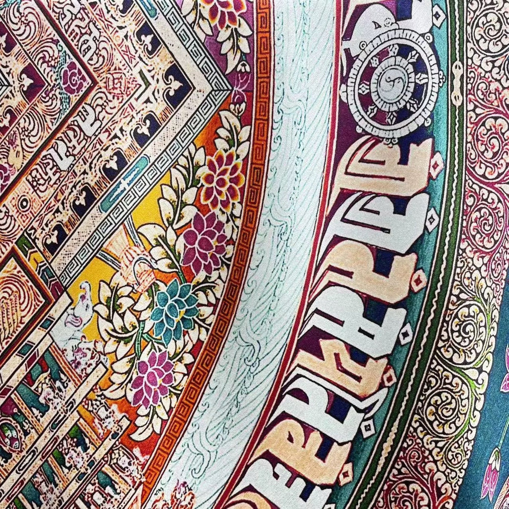 Mulberry Silk Scarf: Oriental Palace Design, Bohemian Neck Wear (85x85CM)
