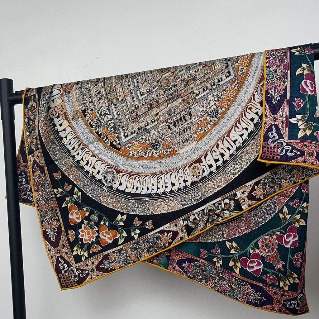 Mulberry Silk Scarf: Oriental Palace Design, Bohemian Neck Wear (85x85CM)