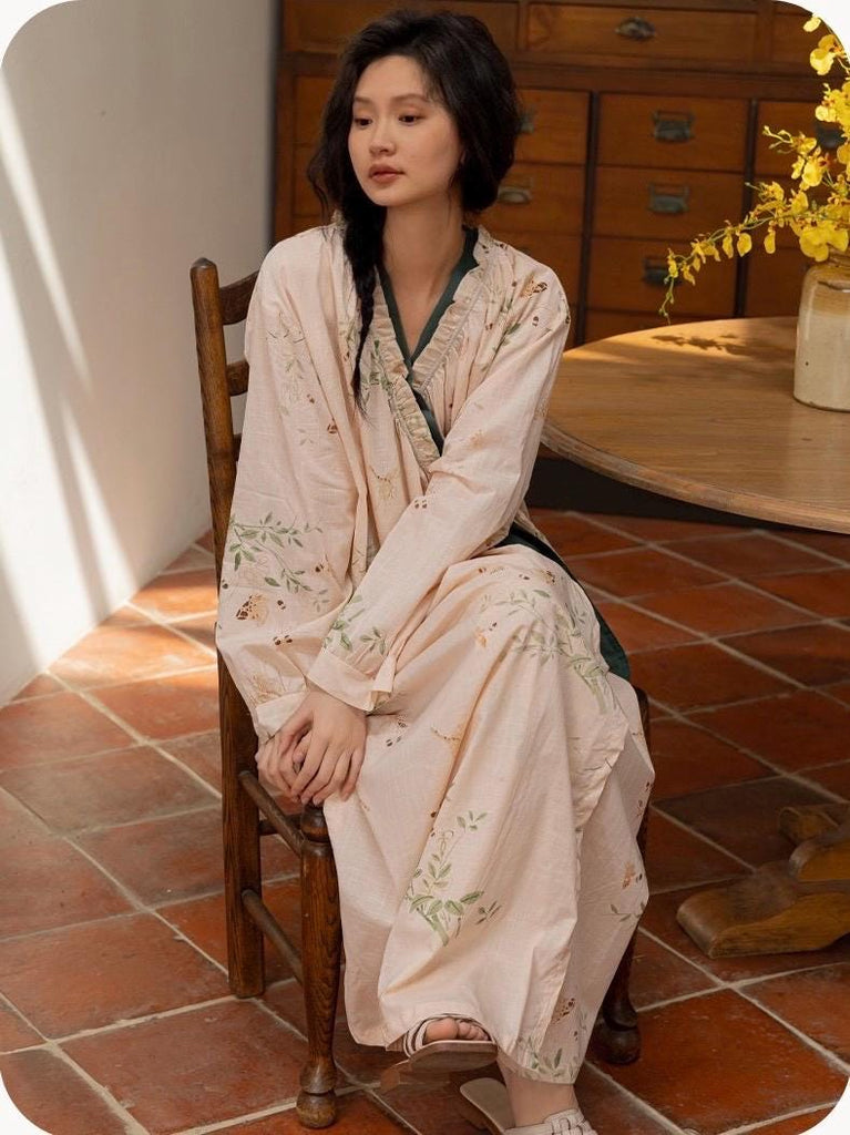 Luxury Cotton Robe for Women Christmas gift for Her All-Season Long Sleeve Lounge Robe, Winter Bathrobe for Indoor and Outdoor Wear
