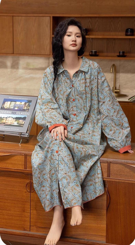 Cotton Gauze Pajama Set: Lightweight Button-Up Loungewear, Cotton Sleepwear