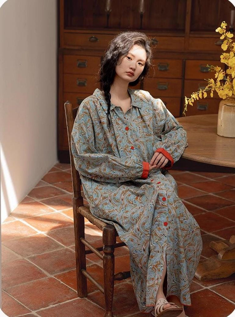 Cotton Gauze Pajama Set: Lightweight Button-Up Loungewear, Cotton Sleepwear