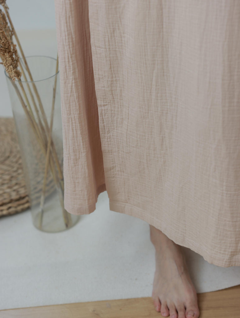 Hand-Embroidered Gauze Cotton Kimono Robe: Lightweight Summer Lounge Wear