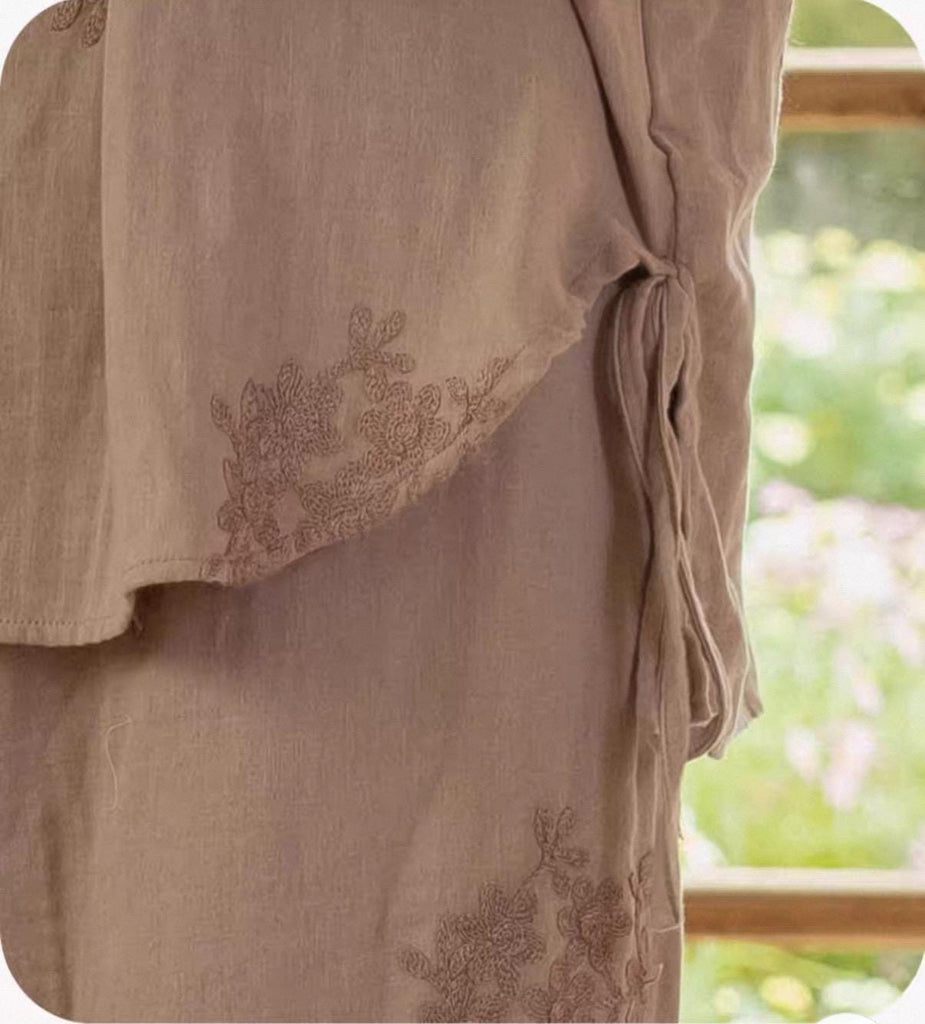 Premium Bamboo Cotton Loungewear Set - Casual Outfit for Indoor Relaxation and Outdoor Wear, Eco-Friendly Botanical Embroidered Pyjamas